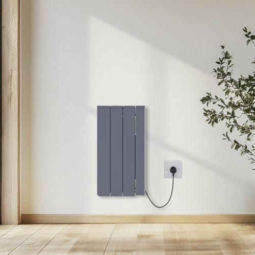 NRG 700W Electric Ceramic Radiator with Wi-Fi Model Portable Plug in Electric Heater Free Standing or Wall Mountable Anthracite