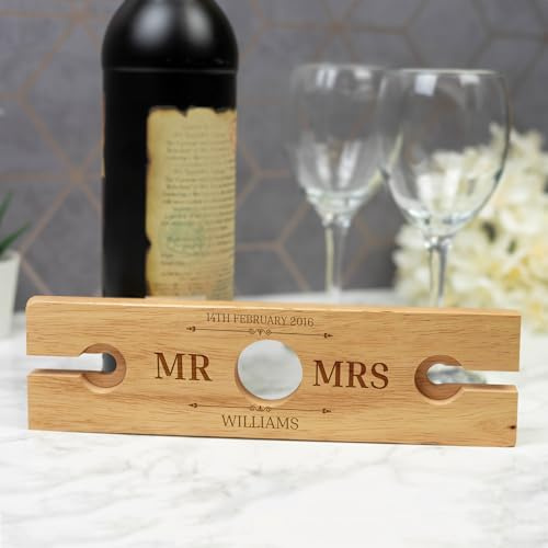 So Bespoke Personalised Engraved Wooden Wine Glass and Bottle Holder, Custom Gift Idea Wine Holder (Style 5)