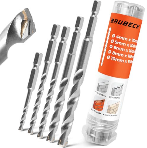Foret SDS Plus BAUBECK 30 mm x 260 mm - Foret béton/pierre 4 cannelures, SDS Plus 30 mm, acier 40CR, précision optimale, outil pro
