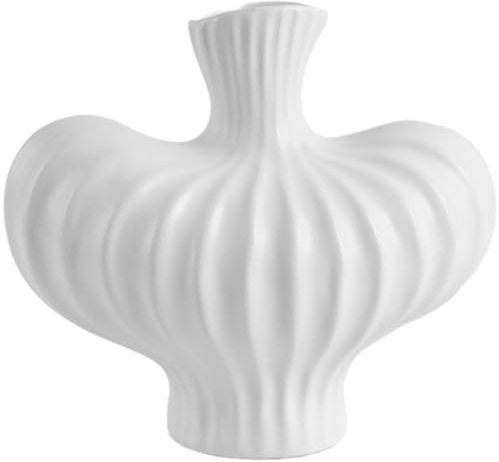 White Ceramic Flower Vase for Centerpieces: Small Bud Vases with Boho Heart Shape for Pampas Grass Fresh Fake Dried Flowers Artificial Plants Tulip Rose at Home Decor