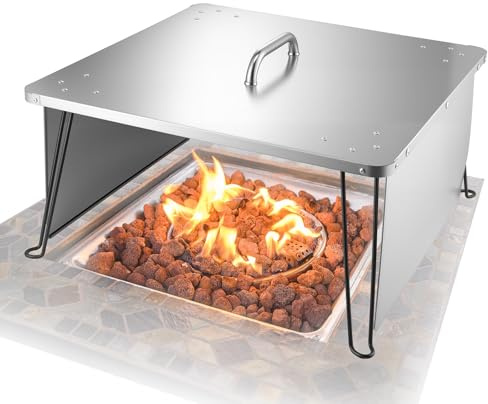 VEVOR Deflettore di Calore per Braciere 645 x 645 x 370 mm Deflettore per Braciere da Falò in Acciaio Inox, Forma di Quadrata, per Campeggio, Legna, con 4 Gambe Pieghevoli e Maniglia per Trasporto