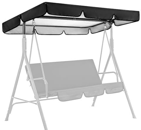 PORFOYO Sun Canopy for Hollywood Swing Roof Cover 195 x 125 cm, Hollywood Swing Sun Canopy, Universal Garden Swing Sun Canopy, Water-Repellent Garden Swing, Black