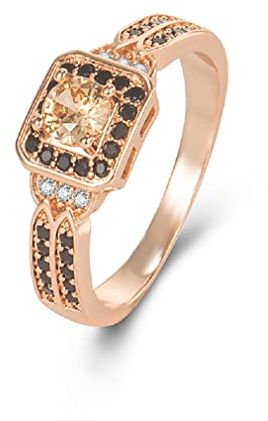 LMRJHAZ Frauen roségold -schokolade weiß und braun kubisch Zirkonia Statement Ringe Schwarze Eheringe für Frauen Schokoladen Diamond Champagner Ring Damen Cocktail Geschenk (8#)