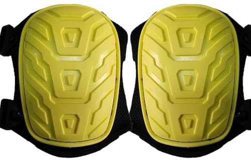 Bibykivn Ginocchiere Con Custodia Rigida -Antiurto, Antiscivolo e Traspirante -Ginocchiera Professionale Per Costruzione, Officina e Attività All'aperto (Giallo)