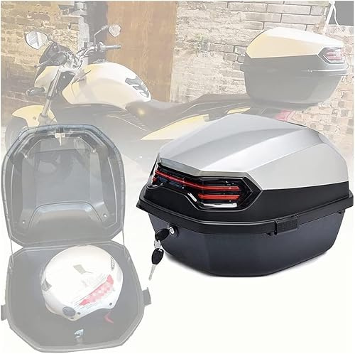 35l Motorrad Top Box, Universal Hard Trunk Tail Box Helm Gepäckaufbewahrung Top Case Wasserdicht Abschließbares Aufbewahrungsregal Helm Hecktasche Reise, H, L