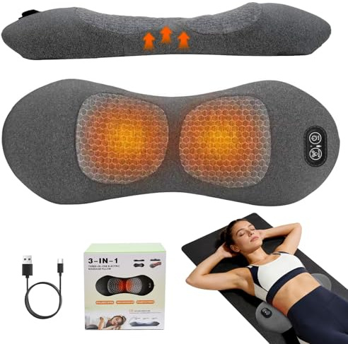 3-in-1 Rückenmassagegerät, Massagegerät Rücken mit Traction, Vibration & Wärme, Back Massager, Ergonomische Rückenstütze Rücken Massagegerä, Intelligentes Massagegerät für Büro,Zuhause,Reise