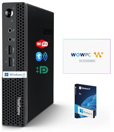 Lenovo ThinkCentre Micro ordinateur de bureau, 16 Go de RAM DDR4, disque SSD 512 Go, processeur et graphique AMD, prise en charge double écran, Wi-Fi, Bluetooth, USB, RJ-45, Windows 11 Pro, qualité