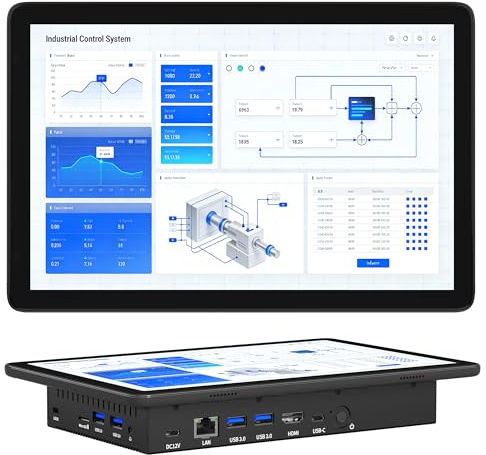 Mini Computer Desktop PC-HEIGAOLAPC 10,1 Mini PC Computer Senza Ventola con Schermo Tattile, N5100, Win 11 Pro, 8GB RAM, 128GB ROM, Batteria 5000mAh, Display 4K HDMI & Tipo C, USB3,0, RS232, RJ45 Lan