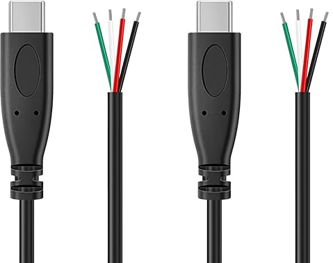 Panlouting 2 Pack | USB-C auf 4-Pin Ladekabel Datenkabel | 1 Meter 5V/3A | 20AWG USB Typ C mit Pigtail Drähten | DIY Kabel für LED Lichter, USB Ventilatoren