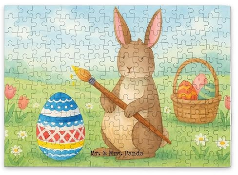 Mr. & Mrs. Panda Puzzle Hase Eier Malen Design 192 Teile - Geschenk, Ostern, Puzzlespiel, 2000, 300, Legespiel, Kaninchen, Osterhase, Frohe, Osterei, 500