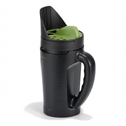 Relaxdays Handstreuer, für 2,5 l Streugut, 3-stufig einstellbare Streumenge 6–30 mm, Saat, Dünger & Salz, schwarz/grün | 3-stufig einstellbare Streumenge 6–30 mm, Saat, Dünger & Salz