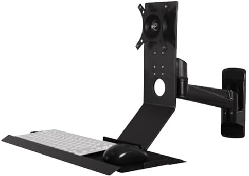 Monitor- und Tastatur-Wandhalterung mit verstellbarem Winkel und Tastaturablage für Home Office, passend für 15-27 Zoll Monitor, ideal für Workstation-Setup