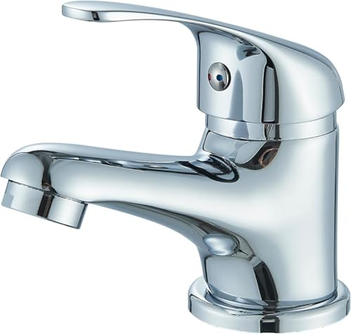 HARNART Robinet d'évier de salle de bains, Chrome Version Courte au Design Moderne Acier Inoxydable Robinet Mitigeur Monocommande pour Salle de Bains et Toilettes Invités