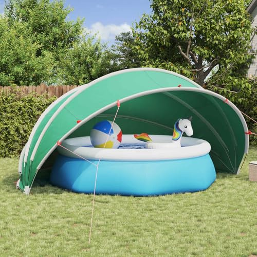 Mokuyary Dôme de Piscine 500x500x236 cm Vert Mer Extérieur | Abri de Protection pour Piscine Hors Sol