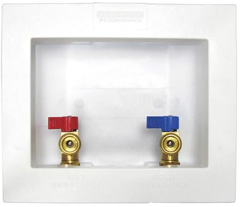 IPS CORPORATION 82064 Econo Center Drain Waschmaschine Outlet Box mit Messing-Vierteldrehventilen, 1,27 cm Schweißanschluss, weiß