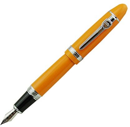 Lanxivi Jinhao 159 Fountain Pen Orange Color Silver Trim Big Heavy with Pen Pouch