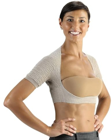 Gerader Rücken Geradehalter Elektromagnetische Therapie - Haltungskorrektur Rücken Damen, Herren, Schultergurt Haltungskorrektur, Nackenschmerzen, Medizinischer Selbstbehalt, Made in Italy, Beige, L