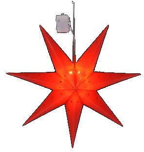Stern Weihnachtsstern 12 LED ? 60cm weiß rot batteriebetrieben innen außen Timer (Rot)