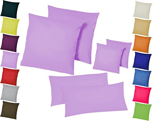 Home-Impression Doppelpack / 2er Set Microfaser Kissenhüllen/Kissenbezüge - Wohndekoration in schlichtem Uni Design mit Reißverschluss und in 3 Größen (40 x 40 cm, Flieder)