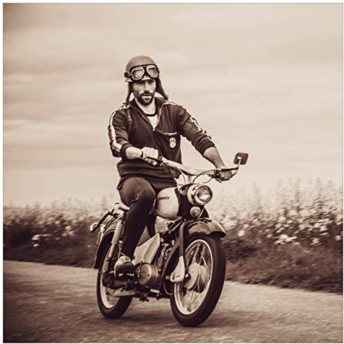 Wallario Möbelfolie selbstklebend/Aufkleber, Tischfolie geeignet für IKEA Lack Tisch - Möbeldeko Simson Fahrer in der DDR in Sepiafarben in 55 x 55 cm