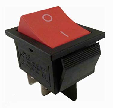 Einbau Wippschalter 2 polig (4pin) 16A 250VAC 28.5 * 21.5mm Wippe unbeleuchtet (Rote Wippe)