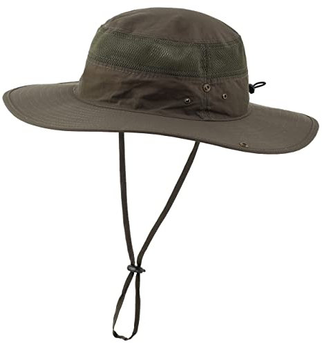 Magracy Unisex Outdoor Mesh Bucket-Hut Sommer breite Krempe UV-Schutz Hut Angelhut Gr. One size, Army Green