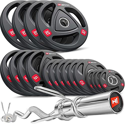 Hop-Sport Profi Olympia Guss Hantelset 89 kg mit SZ-Stange inkl. Hantelscheiben 4x 10 kg, 4x 5 kg, 6x 2,5 kg, 4x 1,25 kg