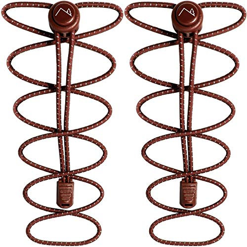 CampTeck U7195 No Tie Lacci Lacci Elastici per Scarpe con Sistema Autobloccanti -Marrone -1 Paio