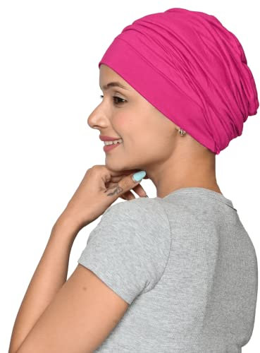 SAKUCHI Chemo seidig weicher Slouchy Snood Bambus-Cap-Mütze, für Frauen, Krebs-Haarausfall-Turban, (Magenta)