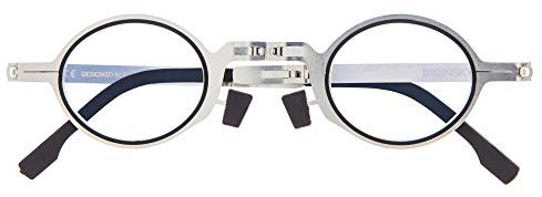 DIDINSKY Occhiali da Lettura Pieghevoli per Uomo e Donna. Occhiali con Montatura in Metallo e Lenti di Protezione dalla Luce Blu. Graphite +1.0 - MET ROUND