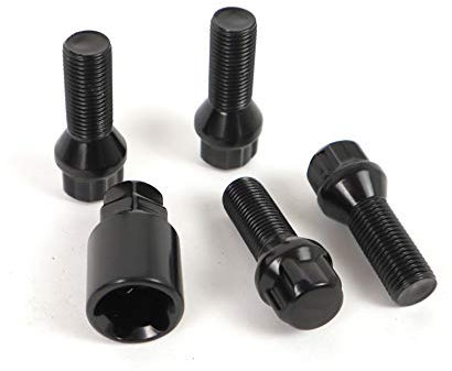OMP Speed- Set di 4 Viti Antifurto, Chiave Speciale, Cerchi M14X1.5, Filettatura Lunga 28Mm, Antifurto, Conicità