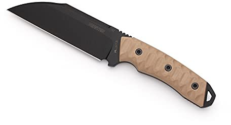 Hydra Taktisches Messer VERITAS 140 mm Böhler K110 (D2) Klinge aus rostfreiem Stahl, Griff aus braunen CNC-angepassten G10-Platten, inklusive brauner Kydexscheide
