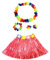 duoyif Hawaii Hula Rock Mit Blumenkette, Hawaiian Gras Hula Rock, Hula Hawaii Party Kostüm Set, Grasröcke Für Karneval Weihnachten Neujahr Cheerleading Strandpartys Geburtstags Partys 40Cm (Rot)