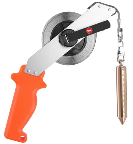 Cekegon Ölmessband, 20 m, Edelstahl, klingendes Maßband, Öltank-Messband mit Messing-Lottenbob