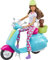 Barbie Fashionistas Puppe & Roller, Reise-Spielset mit Aufklebern, Haustierwelpe & Themen-Zubehör wie Karte & Kamera (Amazon Exclusive)