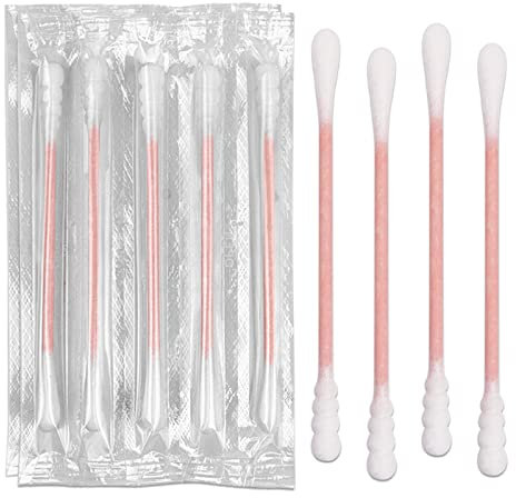 Wattestäbchen einzeln verpackt, Wattestäbchen einzeln verpackt (Rosa, 200 Stück spiralförmiges, rundes Ende)