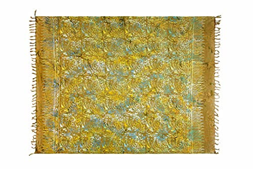 Pareo Sarong Tuch Damen - Wickelrock Strand - Strandtuch Blickdicht als Wickeltuch oder- Handtuchkleid und Wickelkleid Damen - Handarbeit aus Fair Trade Herstellung Batik Beige