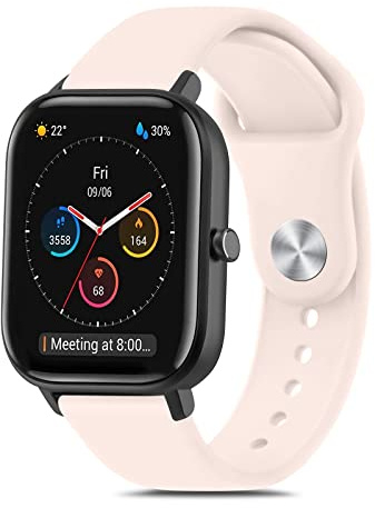 Yisica Silicone Bracelet Compatible pour Amazfit GTS 4 Mini/Amazfit GTS 4/GTS 3/ Amazfit Bip U Pro/Bip 3/Bip 3 Pro, 20mm Bracelet de Remplacement Réglable pour Amazfit GTS 2 Mini, Rose