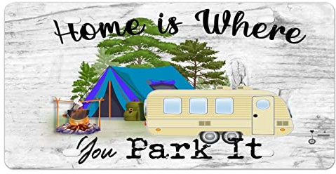 Nummernschild Aquarell Camping Anhänger Nummernschild Rahmen Capming Dekor Metall Front Nummernschild Personalisierte Auto Tags Auto Neuheit Kennzeichen Abdeckung Rahmen 15,2 x 30,5 cm