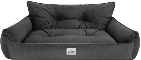 Bjird Hundebett - Hundekorb für kleine mittelgroße & große Hunde - Hundekissen - Hundesofa - EInfach zu reinigen - Joker Gesteppt - Größe: L: 106 x 80 cm - Graphit Fancy