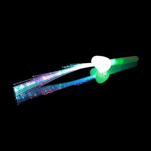 BF Souvenirs 1x LED Herz Leuchtstab Glasfaser Blinkstab Partystab Leuchtwedel 36cm / aus 4 Farben wählbar (Grün)