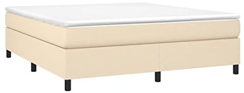 vidaXL Bettgestell, Polsterbett Bett für Schlafzimmer, Bettrahmen mit Lattenrost, Schlafzimmerbett Doppelbett, Creme 160x200cm Stoff