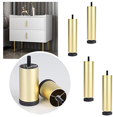 4 Pcs, Replacement Furniture Legs, 8cm/10cm/15cm, Design Furniture Legs, Cabinet Legs, Table Legs, Metal Legs, Adjustable Legs for Heavy Furniture, Black Support Legs,Gold-6cm/2.5in
