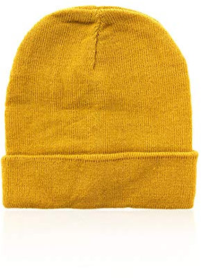 makio Wintermütze für Herren, Damen, Laufmütze, weich, warm, mit Zunge und doppelter Abdeckung, gelb, 56 cm