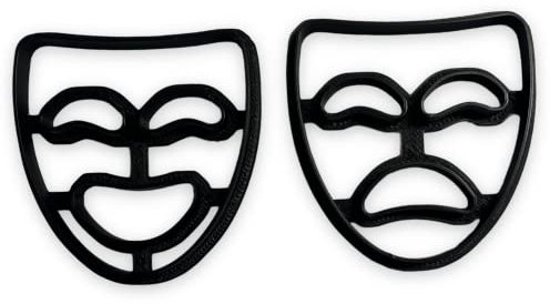 Drama Mask Happy and Sad Ausstechform mit leicht zu schiebendem Design (7,6 cm)