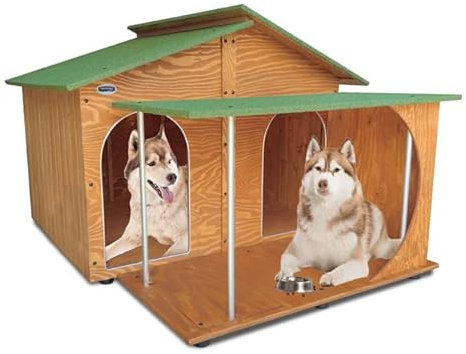 ORIGINAL LEGNO Hundehütten Hundehaus mit Veranda Hundehöhle Aus Massiv Holz Echtholz Geshenk THERMOVORHANG Made in Italy Mod. XXXL - Extra Large mit Doppeltem Eingang Und Séparé