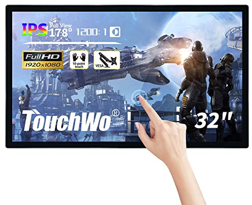 TouchWo Monitor interattivo a 32 pollici dello schermo attivabile al tatto, 16:9 1080P Windows 10 i5 4G &128G lavagna elettronica, pannello di tocco dello Smart Board tutto in uno per l'ufficio, aula