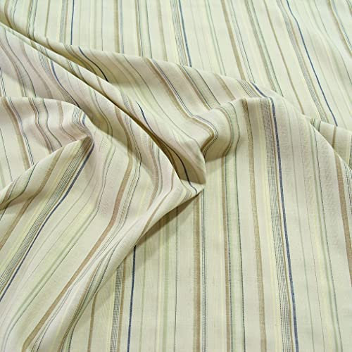 TOLKO Baumwollstoff Meterware leichter zarter Sommer Batist aus Baumwolle Kleid Bluse Hemd Gardine Vorhang weich gestreift gemustert Kleiderstoff Dekostoff Nesselstoff | Stoffe zum Nähen (Beige)
