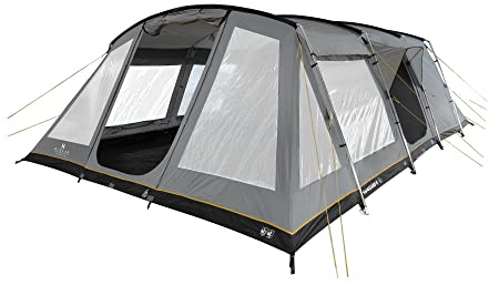 Hi-Gear Vanguard Nightfall 8 Man Tent with Darkened Bedrooms, Spacious Living Area & Sewn In Groundsheet, 8 Person, Easy to Pitch, Tunnel Design, Ideal for Family Camping & Festivals, 6000mm HH