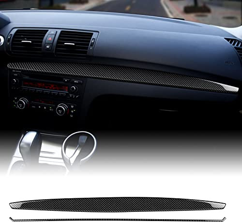 KUNGKIC Kohlefaser Auto Co-Pilot Instrumententafel Trim Strip Aufkleber Innenraum Compatible with BMW 1 Serie E81 E82 E87 E88 2008 2009 2010 2011 2012 2013 Zubehör,Schwarz